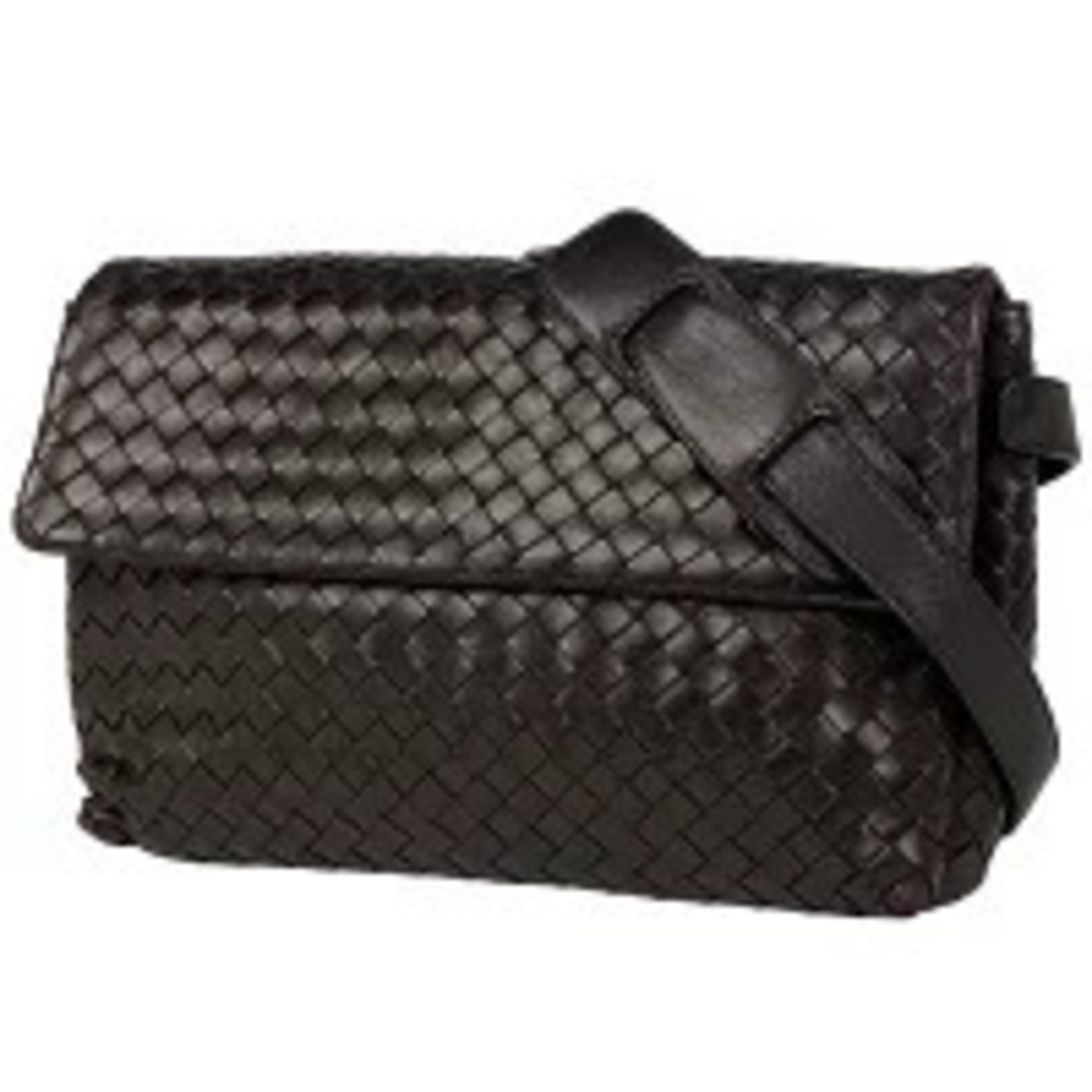 Bottega Veneta Intrecciato Shoulder Bag Crossbody Woven Leather Brown